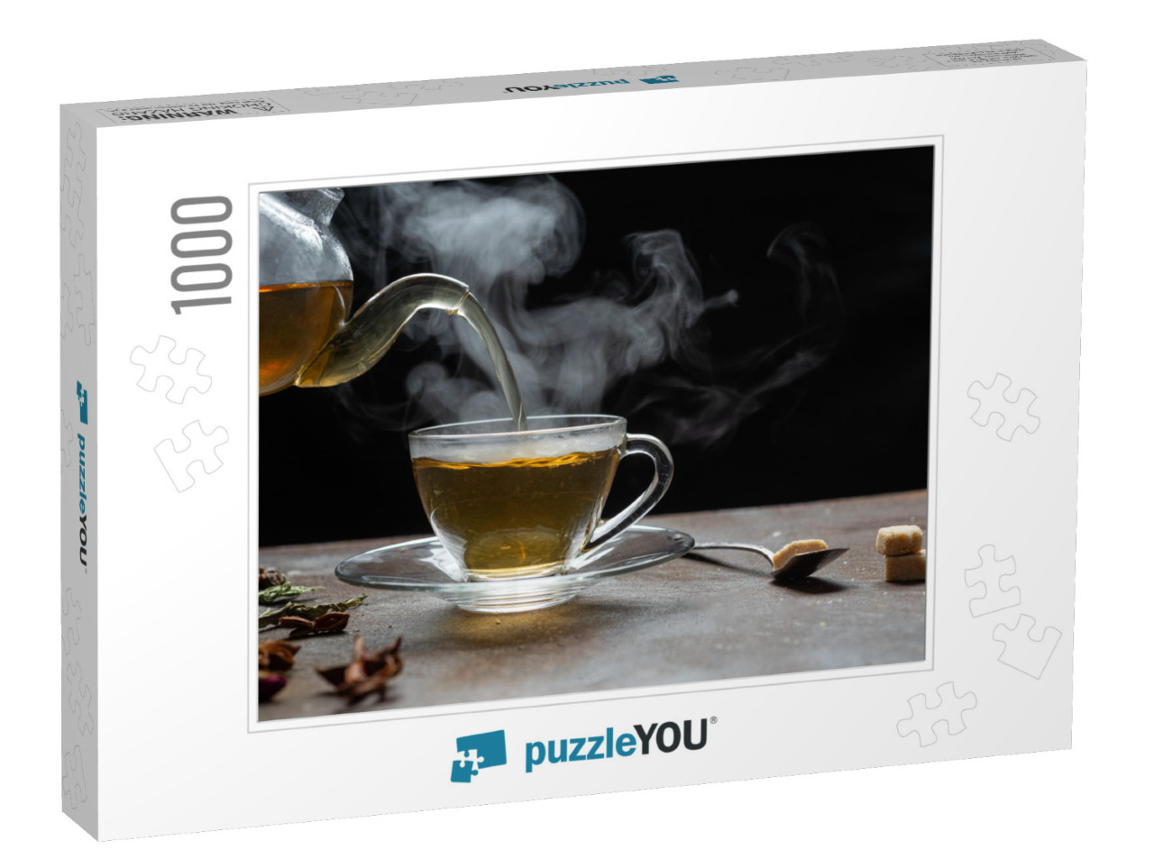 Process Brewing Tea, Dark Mood. the Steam from Hot Tea is... Jigsaw Puzzle with 1000 pieces