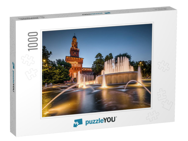 Sforza Castle Castello Sforzesco with Beautiful Fountain... Jigsaw Puzzle with 1000 pieces