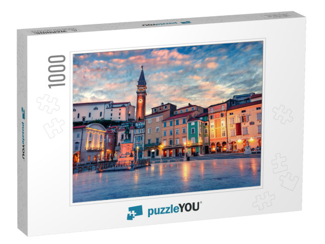 Spectacular Evening View of Tartini Square in Old Town Pi... Jigsaw Puzzle with 1000 pieces