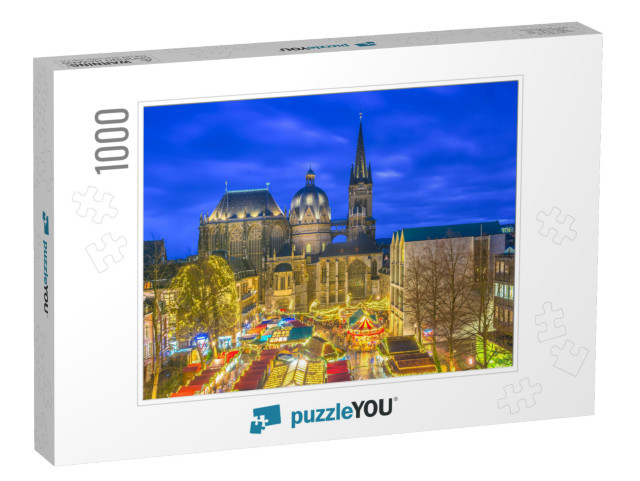 Aachen Cathedral with Famous Christmas Market in the Fore... Jigsaw Puzzle with 1000 pieces