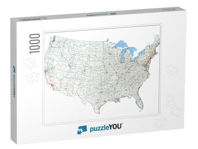 Complex USA Road Map with Interstates, U. S. Highways & Ma... Jigsaw Puzzle with 1000 pieces