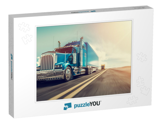 The Truck Runs on the Highway with Speed. 3D Rendering &... Jigsaw Puzzle