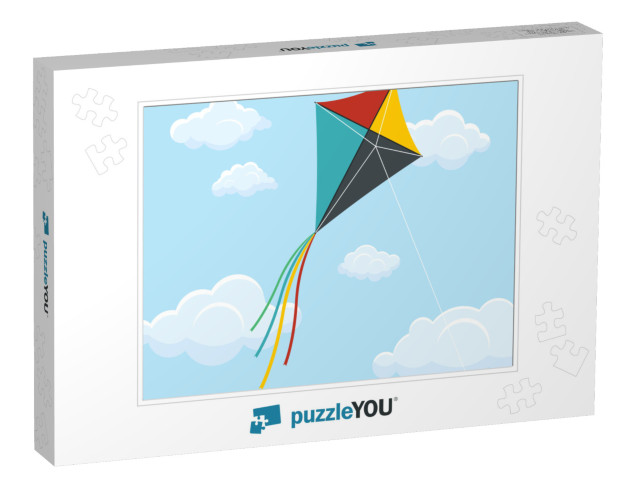 Paper Kite on Blue Sky Vector Design Illustration... Jigsaw Puzzle