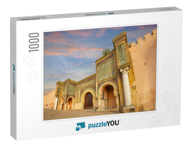 Ancient Gate & Walls of Bab El-Mansour in Meknes. Morocco... Jigsaw Puzzle with 1000 pieces