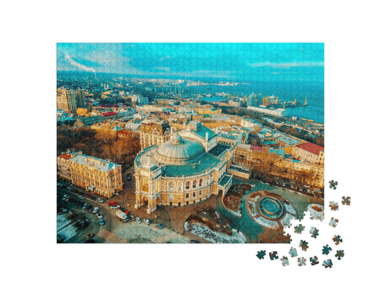 City from a Birds-Eye View, Roofs of Odessa from Air... Jigsaw Puzzle with 1000 pieces