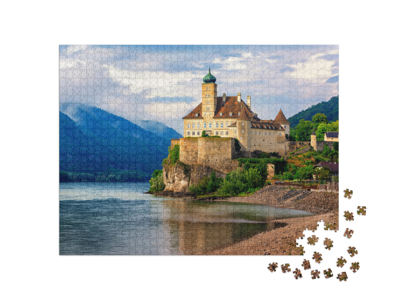 The Medieval Schonbuhel Castle, Built on a Rock on Danube... Jigsaw Puzzle with 1000 pieces