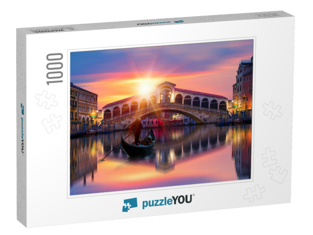 Gondola Near Rialto Bridge in Venice, Italy... Jigsaw Puzzle with 1000 pieces