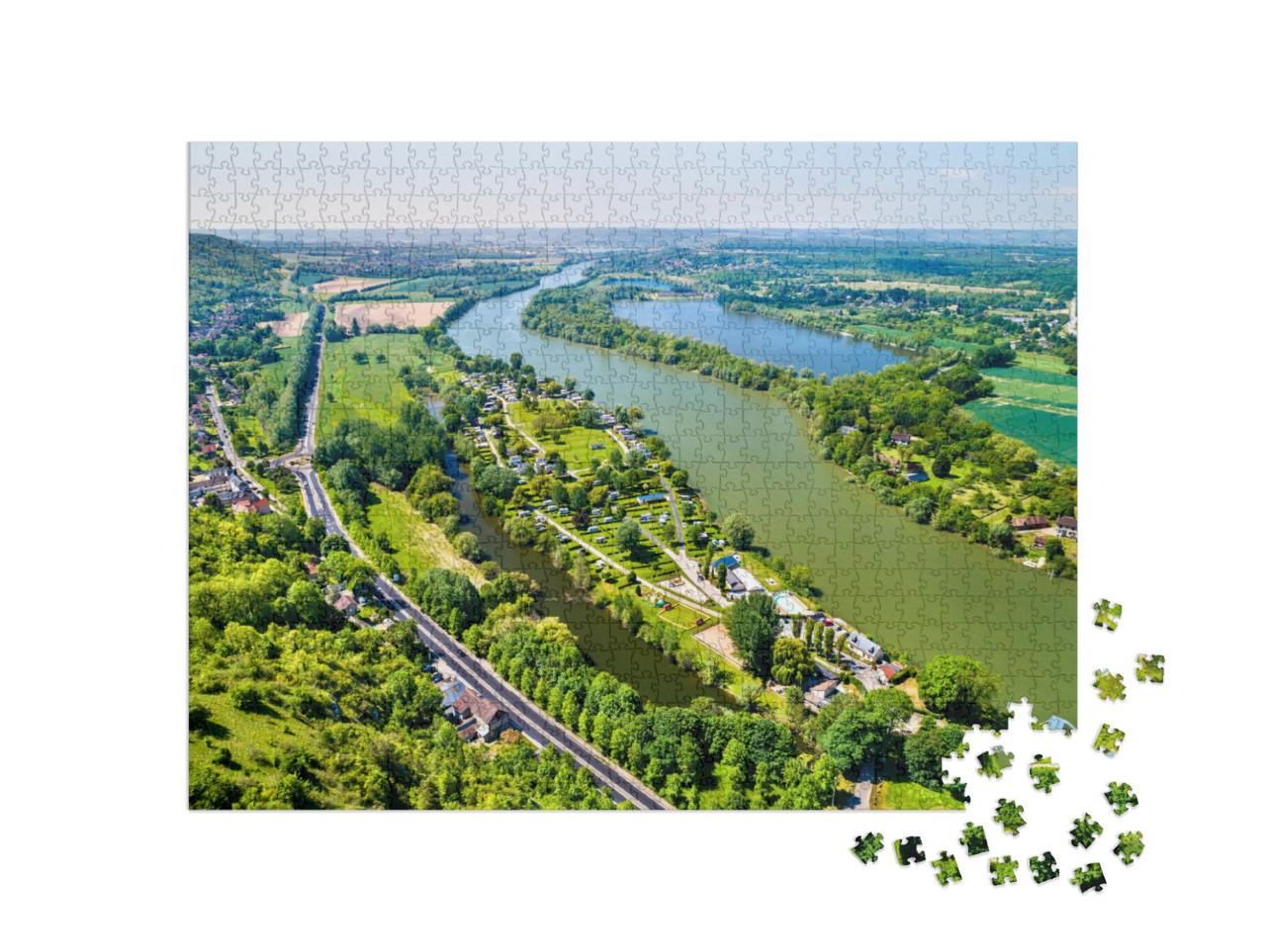 Aerial View of the Seine River At Chateau Gaillard in Nor... Jigsaw Puzzle with 1000 pieces