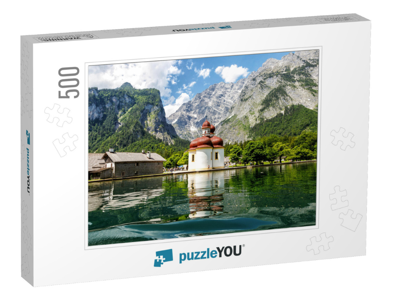 Koenigssee, Church of St. Bartholomew, View from the Lake... Jigsaw Puzzle with 500 pieces