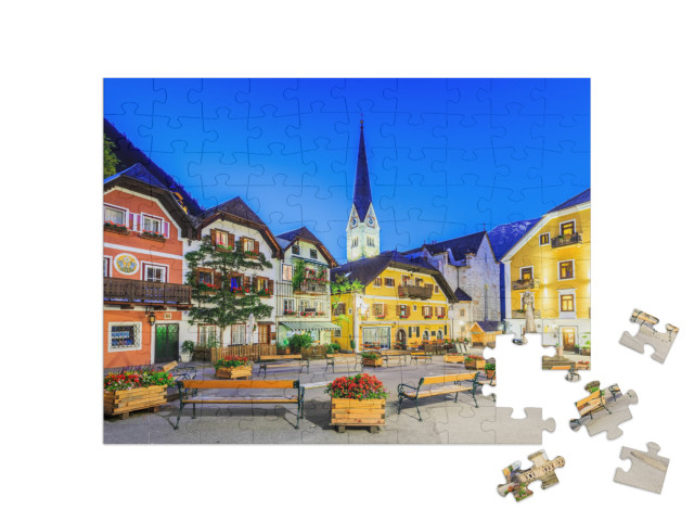 Hallstatt, Austria. Mountain Village in the Austrian Alps... Jigsaw Puzzle with 100 pieces