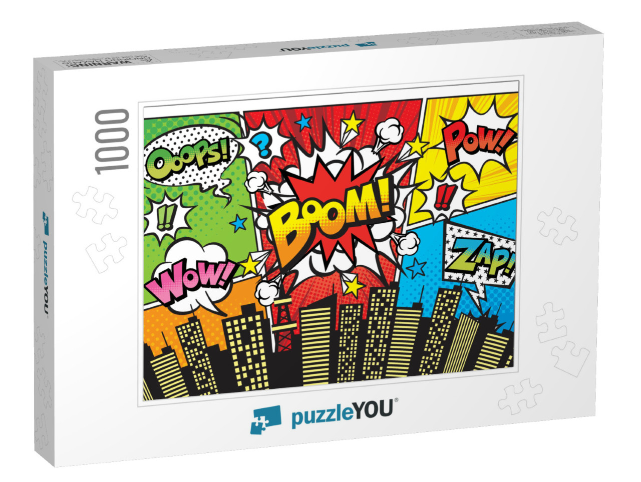 City Background Material with Comic Art Style Speech Bubb... Jigsaw Puzzle with 1000 pieces