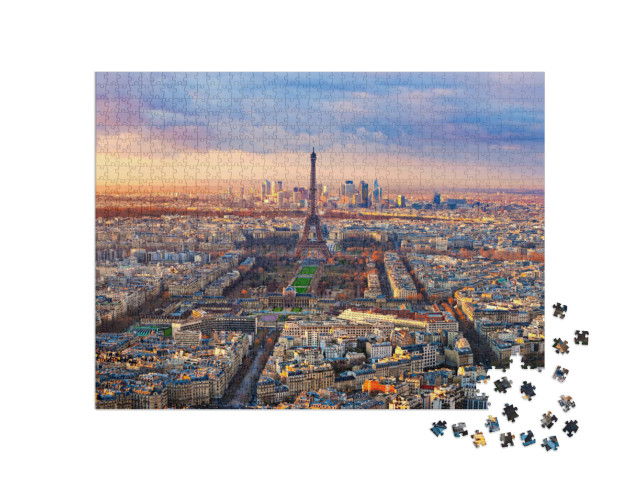 Aerial View of Paris At Sunset... Jigsaw Puzzle with 1000 pieces