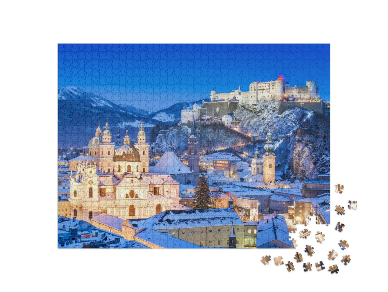 Beautiful View of the Historic City of Salzburg with Fest... Jigsaw Puzzle with 1000 pieces