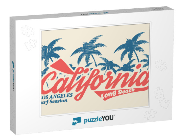 Vector Illustration on the Theme of Surf & Surfing in Cal... Jigsaw Puzzle