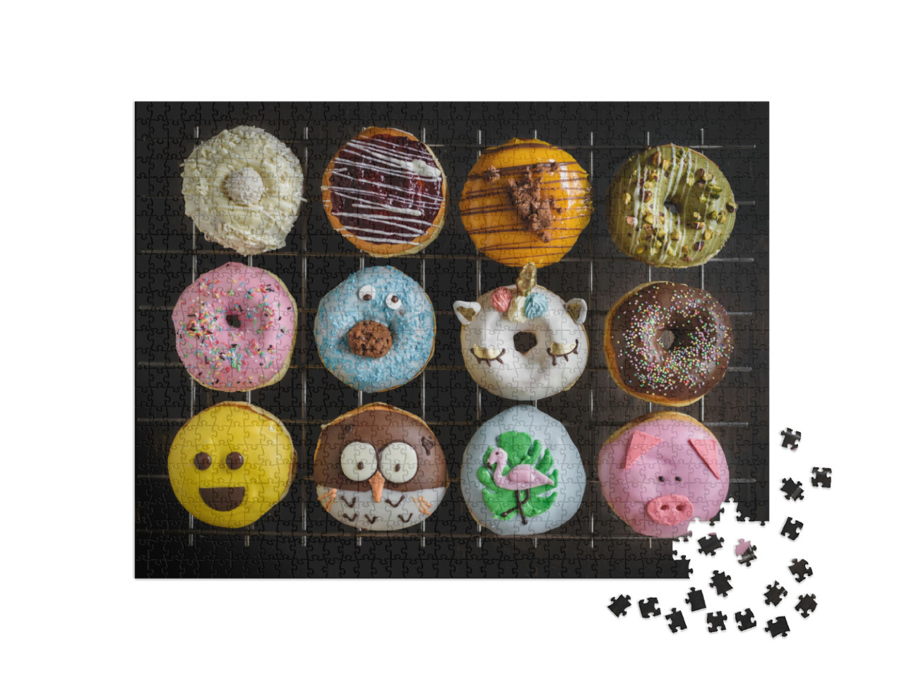 Group of Sweet Chocolate & Homemade Donuts, Selective Foc... Jigsaw Puzzle with 1000 pieces