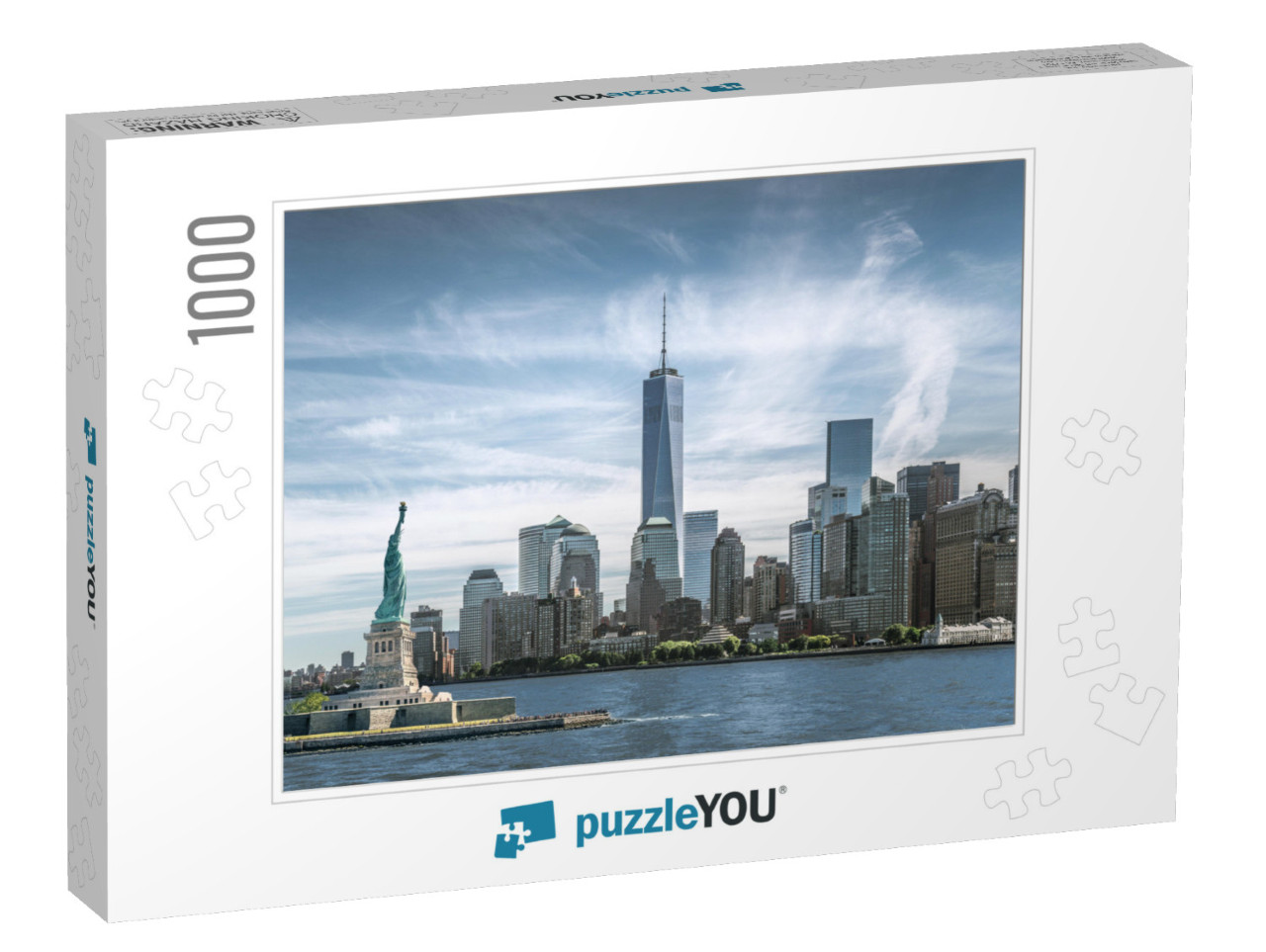 The Statue of Liberty with One World Trade Center Backgro... Jigsaw Puzzle with 1000 pieces