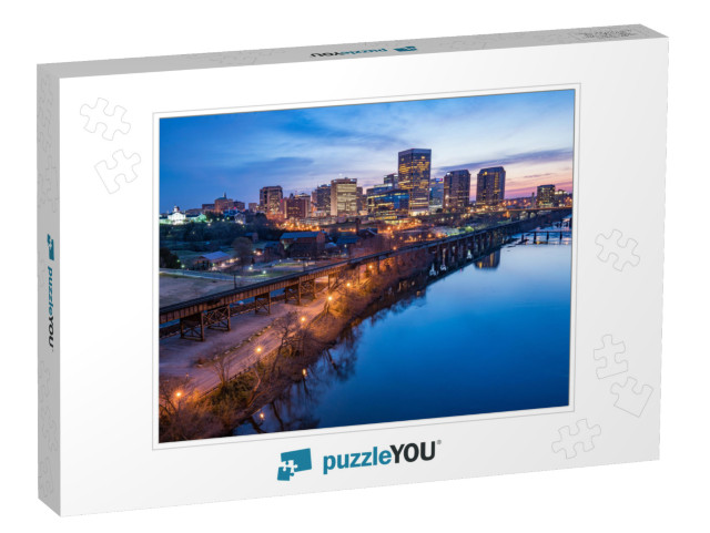 Richmond, Virginia Night City Skyline Along the James Riv... Jigsaw Puzzle