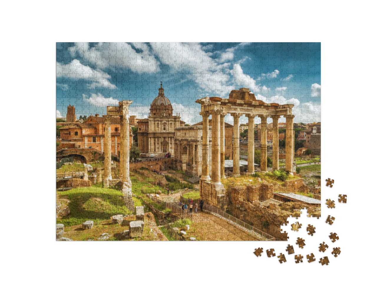 View of Roman Forum with Temple of Saturn, Rome, Italy. O... Jigsaw Puzzle with 1000 pieces