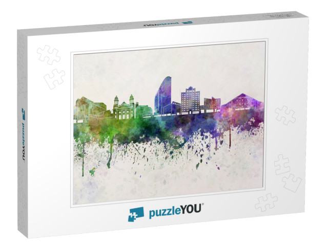 San Jose Skyline in Watercolor Background... Jigsaw Puzzle