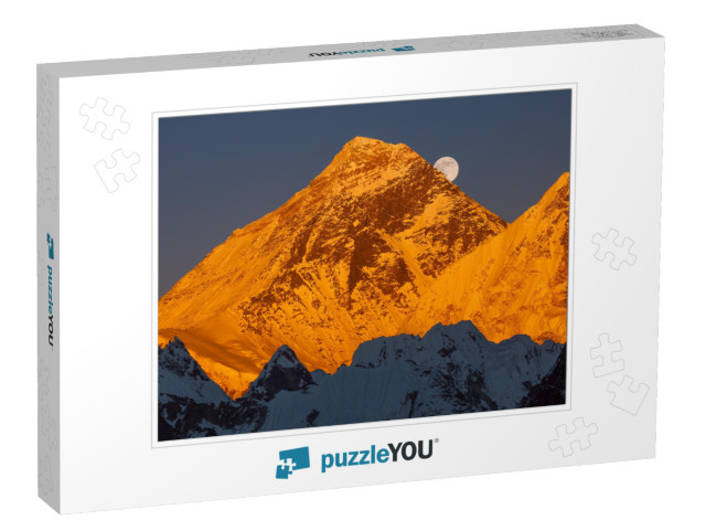 Golden Pyramid of Mount Everest 8848 M At Sunset. Ascendi... Jigsaw Puzzle