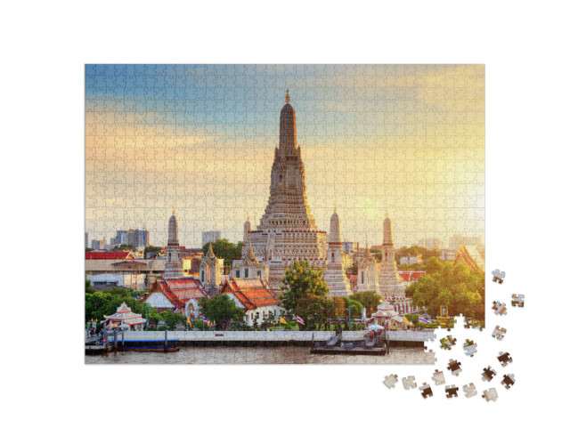 Wat Arun Temple At Sunset in Bangkok Thailand. Wat Arun i... Jigsaw Puzzle with 1000 pieces