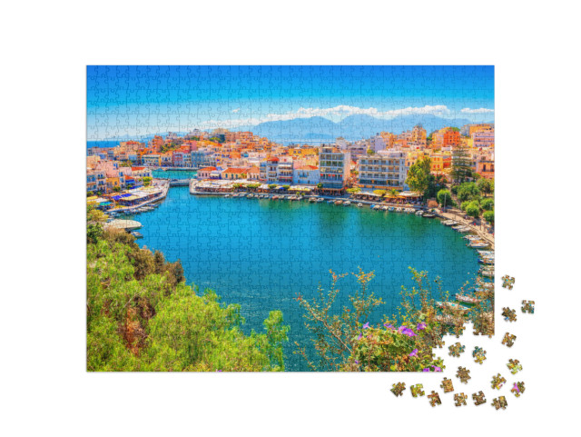 Agios Nikolaos & Voulismeni Lake in Crete Island, Greece... Jigsaw Puzzle with 1000 pieces