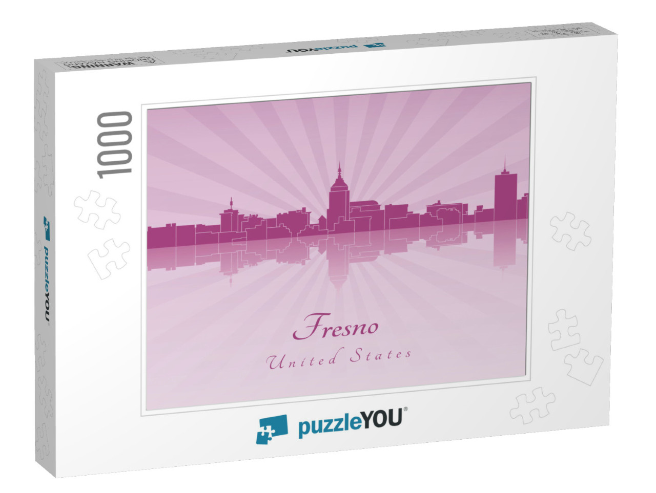 Fresno Skyline in Radiant Orchid in Editable Vector File... Jigsaw Puzzle with 1000 pieces