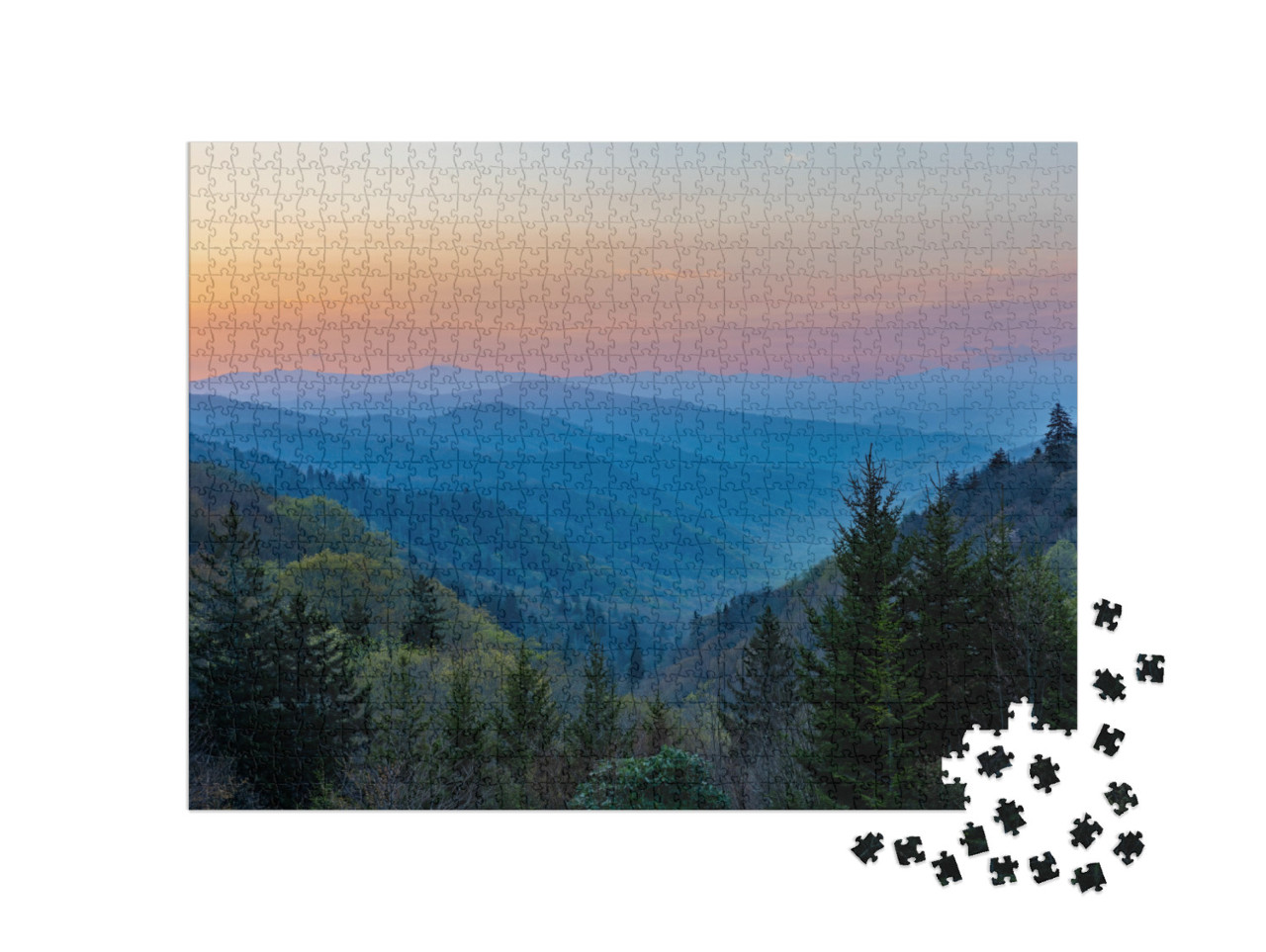 Sunrise At Great Smoky Mountains National Park... Jigsaw Puzzle with 1000 pieces