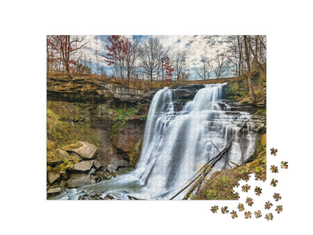 Breandywine Falls At Cuyahoga Valley National Park in Ohi... Jigsaw Puzzle with 1000 pieces