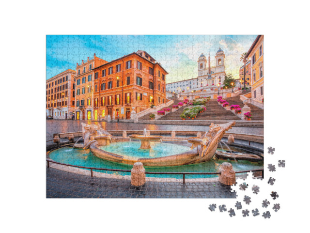 Piazza De Spagna in Rome, Italy. Spanish Steps in the Mor... Jigsaw Puzzle with 1000 pieces