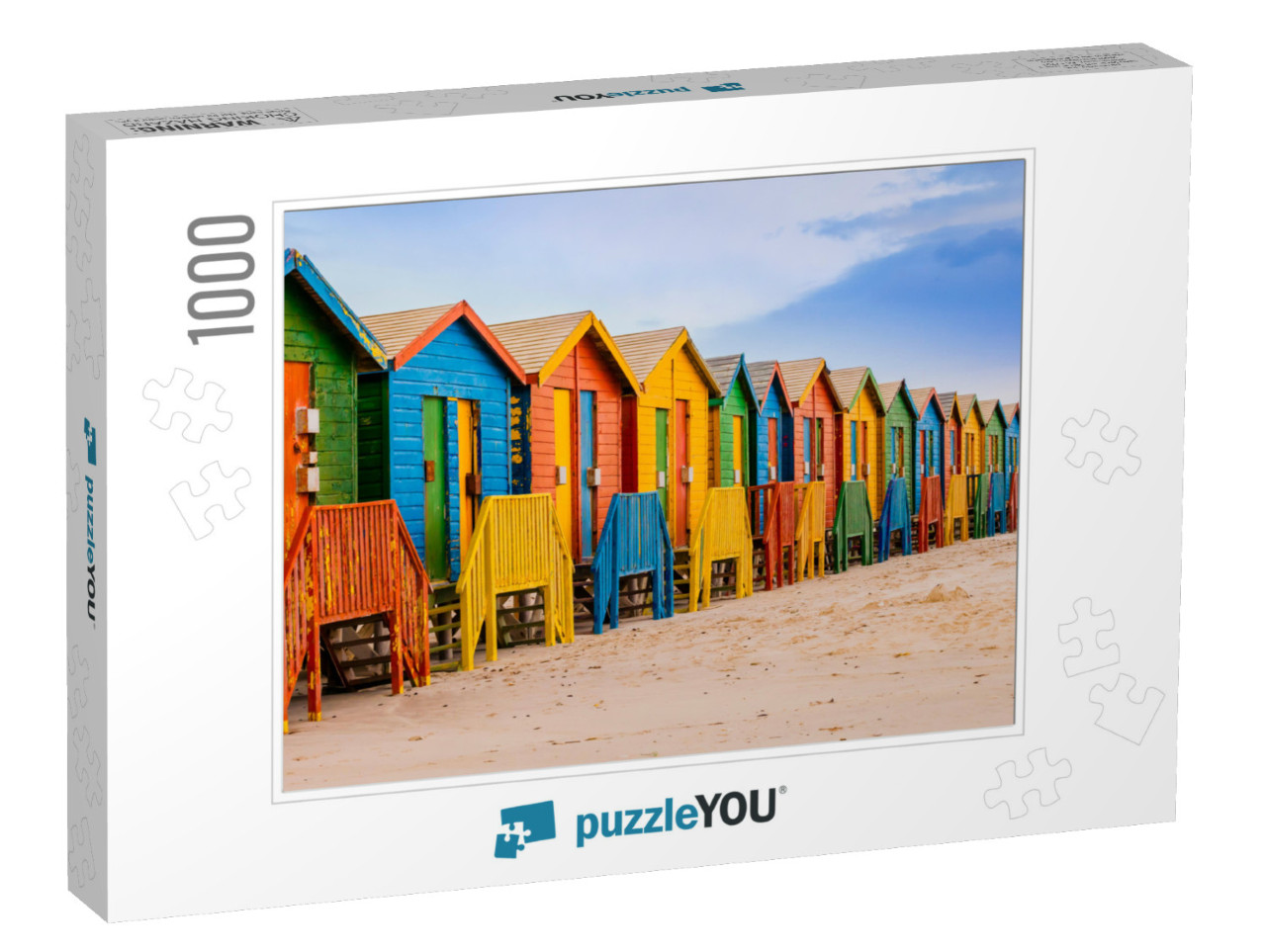 Row of Colorful Bathing Huts in Muizenberg Beach, Cape To... Jigsaw Puzzle with 1000 pieces