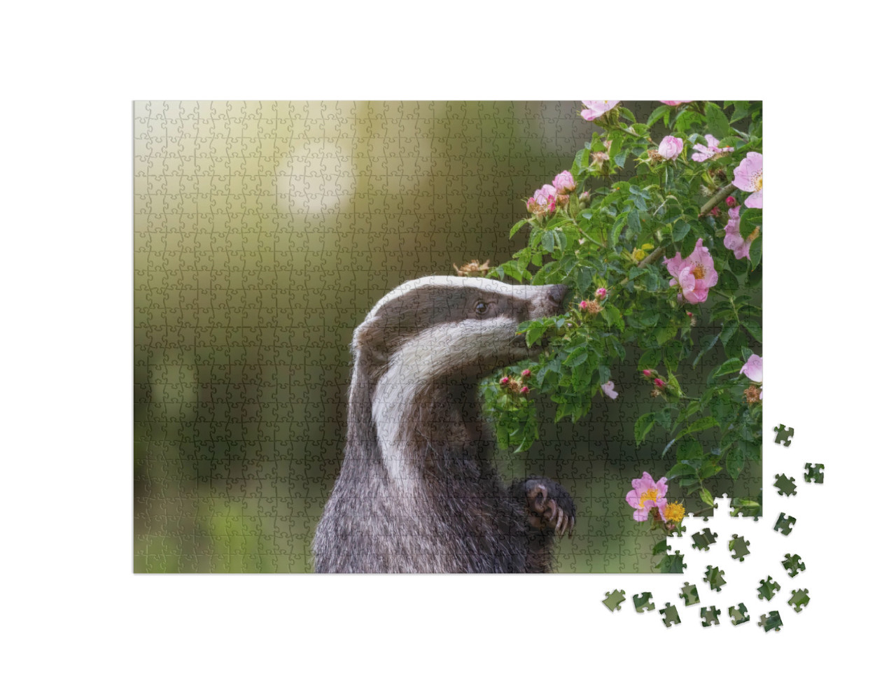 Standing European Badger is Standing on His Hind Legs & S... Jigsaw Puzzle with 1000 pieces