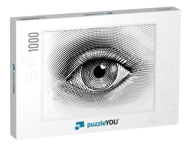 Vector Human Eye in Engraved Style. Eps8. Cmyk. Organized... Jigsaw Puzzle with 1000 pieces