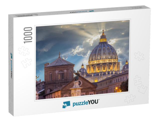 St Peters Basilica in Rome, Vatican, the Dome At Sunset... Jigsaw Puzzle with 1000 pieces