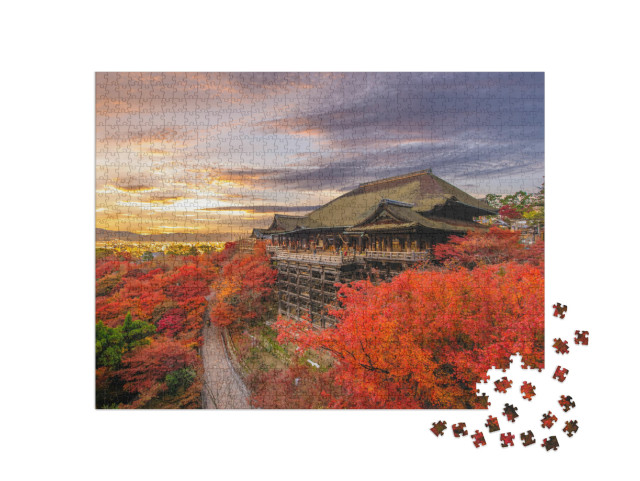 Kiyomizu-Dera Stage At Kyoto, Japan in Autumn... Jigsaw Puzzle with 1000 pieces