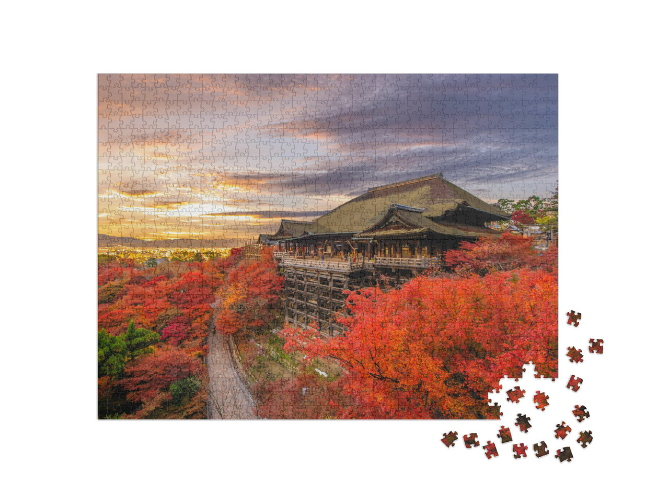 Kiyomizu-Dera Stage At Kyoto, Japan in Autumn... Jigsaw Puzzle with 1000 pieces