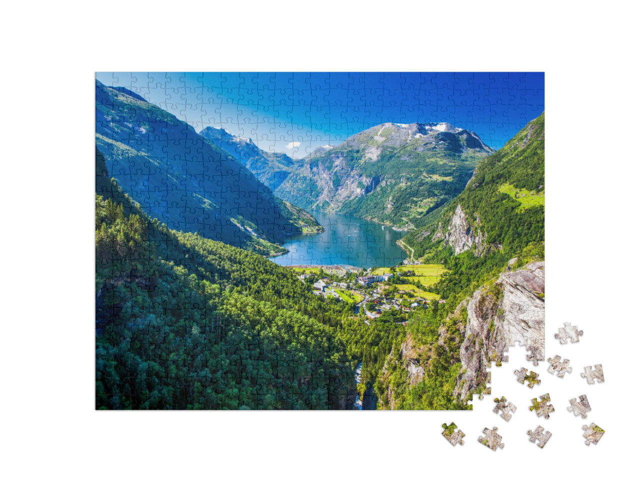 View of Geirangerfjord in Norway, Europe... Jigsaw Puzzle with 500 pieces