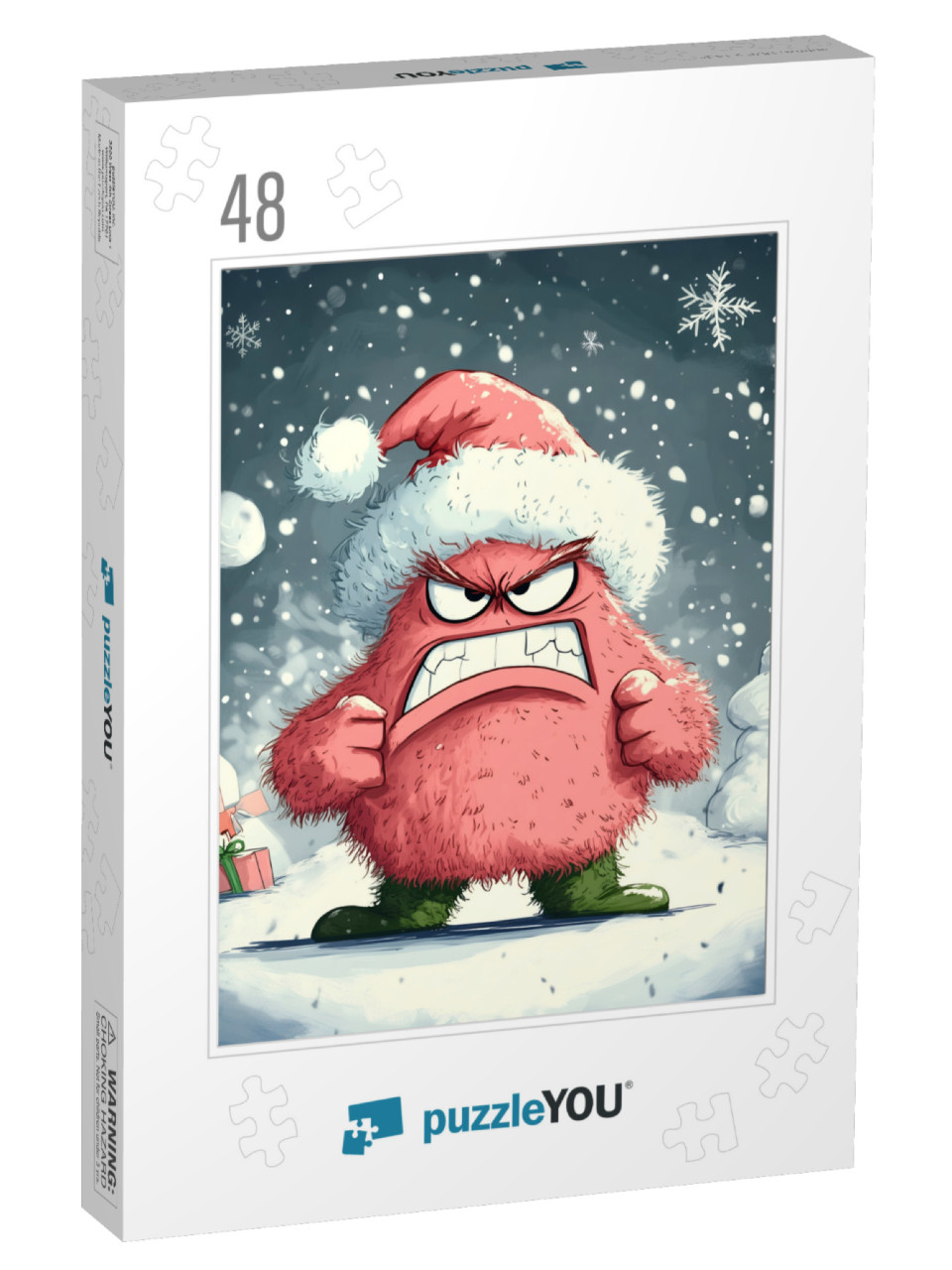 Angry Anti-Christmas Monster in the Snow Jigsaw Puzzle with 48 pieces