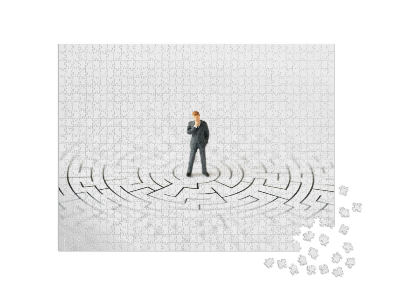 Miniature Business People Office Man Stand Center of Maze... Jigsaw Puzzle with 1000 pieces