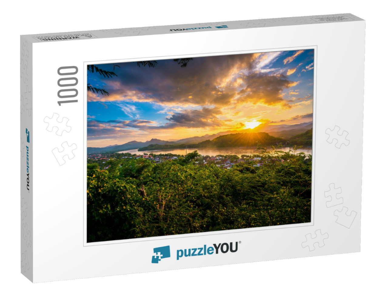 Gorgeous & Dramatic Sunset Blue Hour At Mount Phousi in L... Jigsaw Puzzle with 1000 pieces