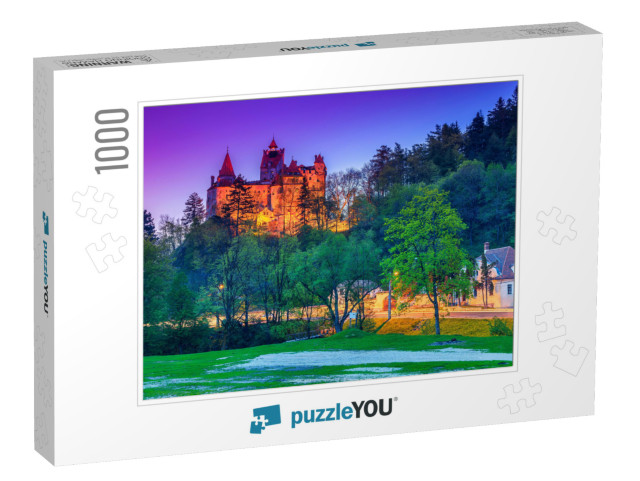 The Famous Bran Castle with Stunning Lights in the Evenin... Jigsaw Puzzle with 1000 pieces