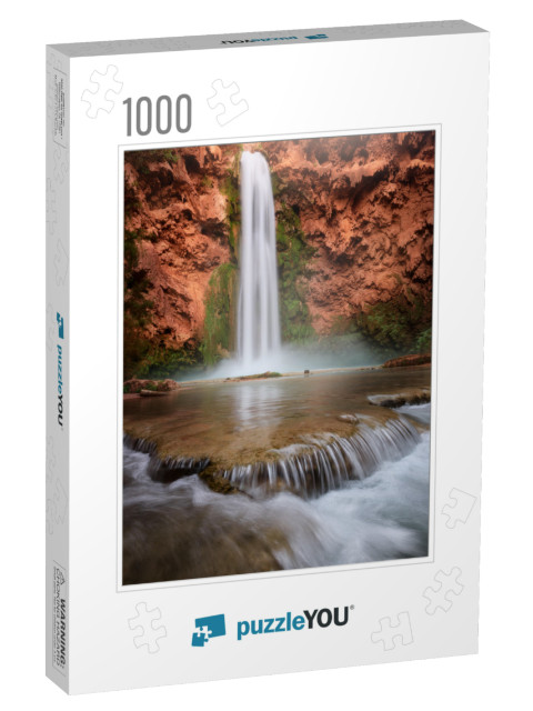 Beautiful Turquoise Water Falls At Havasupai, in Arizona... Jigsaw Puzzle with 1000 pieces