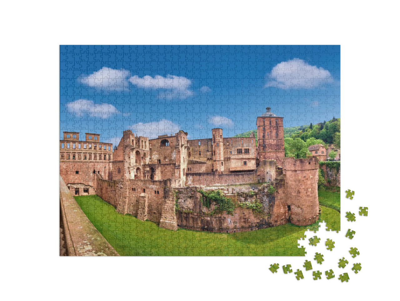 Ruins of Heidelberg Castle Heidelberger Schloss in Spring... Jigsaw Puzzle with 1000 pieces