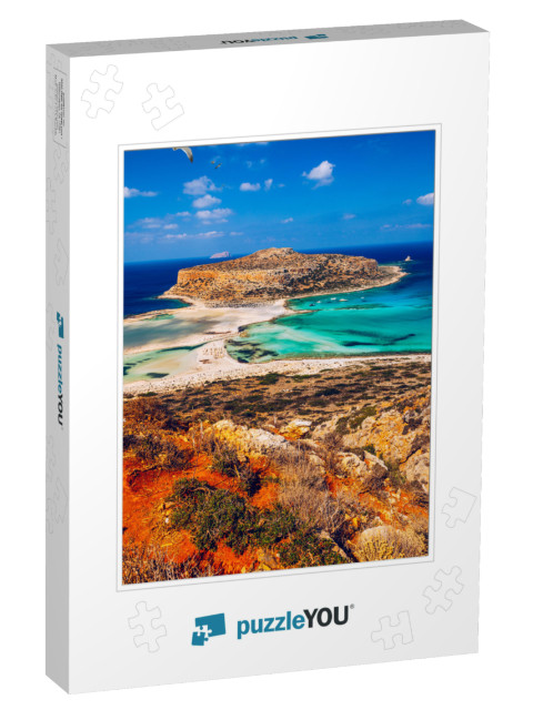 Balos Lagoon & GramvoUSA Island on Crete with Seagulls Fly... Jigsaw Puzzle