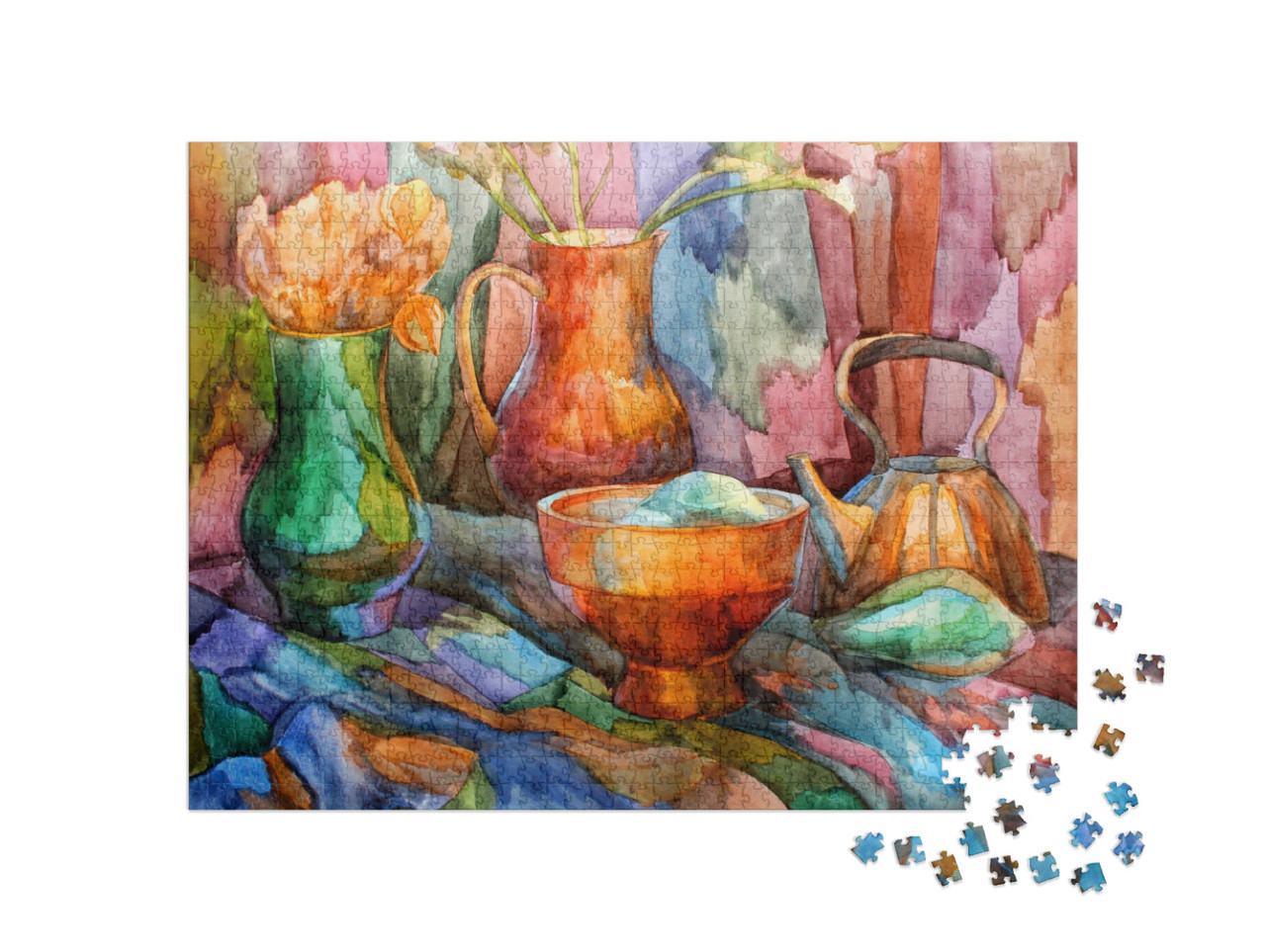 Still-Life Stained-Glass Watercolor... Jigsaw Puzzle with 1000 pieces