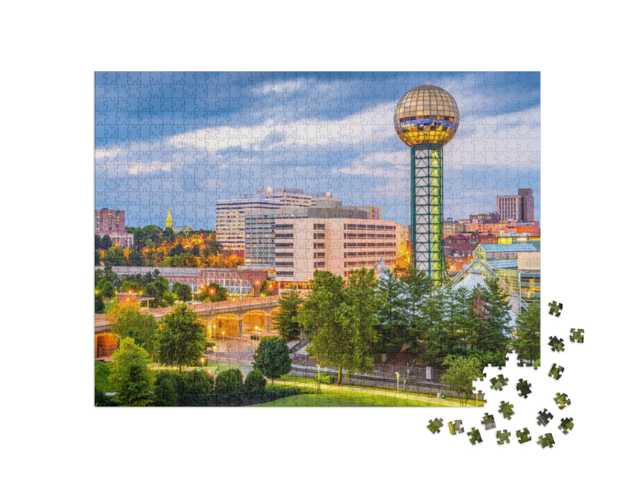 Knoxville, Tennessee, USA Downtown Skyline At Twilight... Jigsaw Puzzle with 1000 pieces