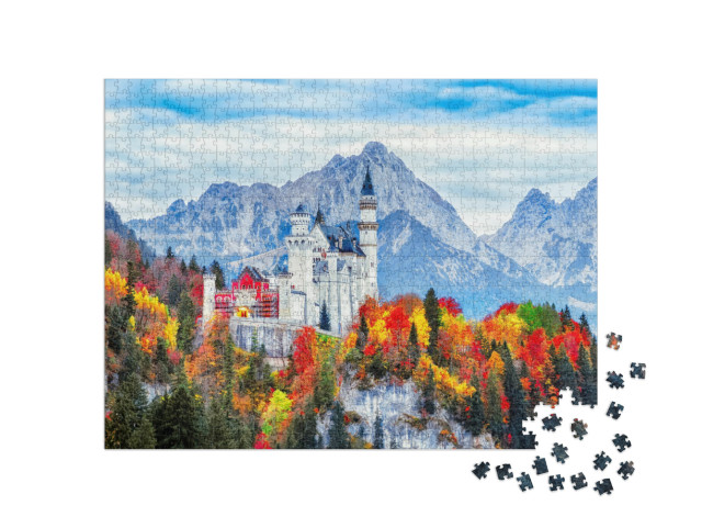 Neuschwanstein Medieval Castle in Germany, Bavaria Land... Jigsaw Puzzle with 1000 pieces