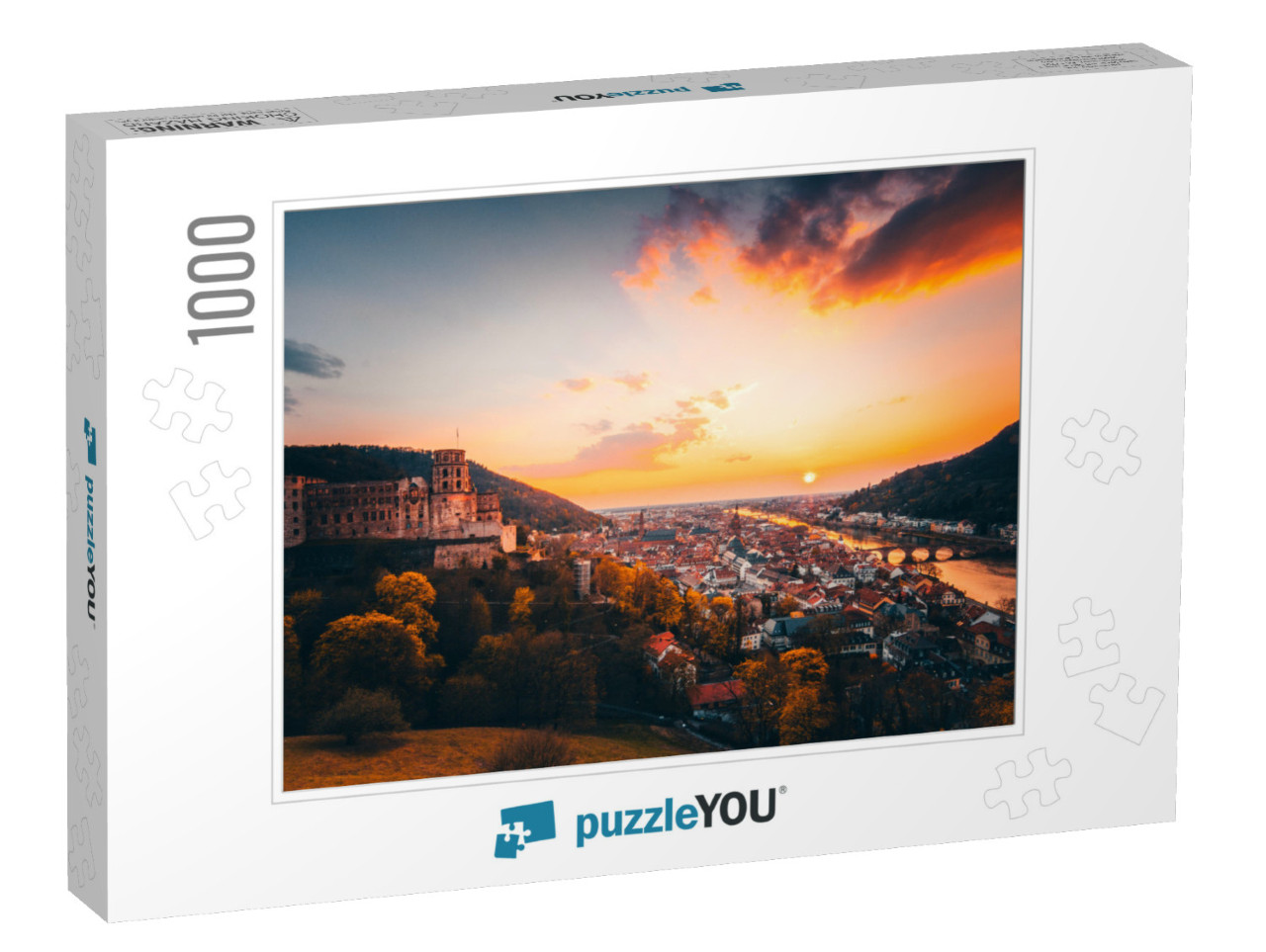 View Over Heidelberg, Germany. with Castle & Great Sunset... Jigsaw Puzzle with 1000 pieces