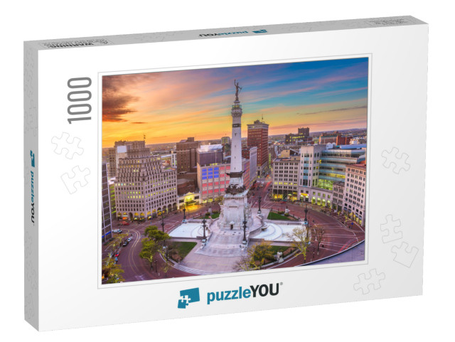 Indianapolis, Indiana, USA Downtown Cityscape & Monument C... Jigsaw Puzzle with 1000 pieces