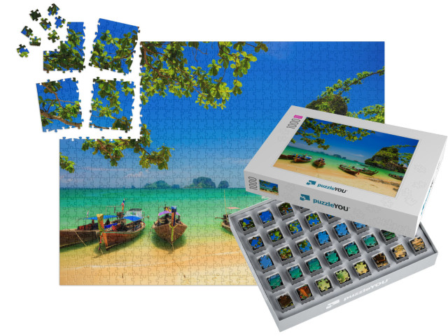 Traditional Longtail Boat At Sunset on Tropical Island, T... | SMART SORTED® | Jigsaw Puzzle with 1000 pieces